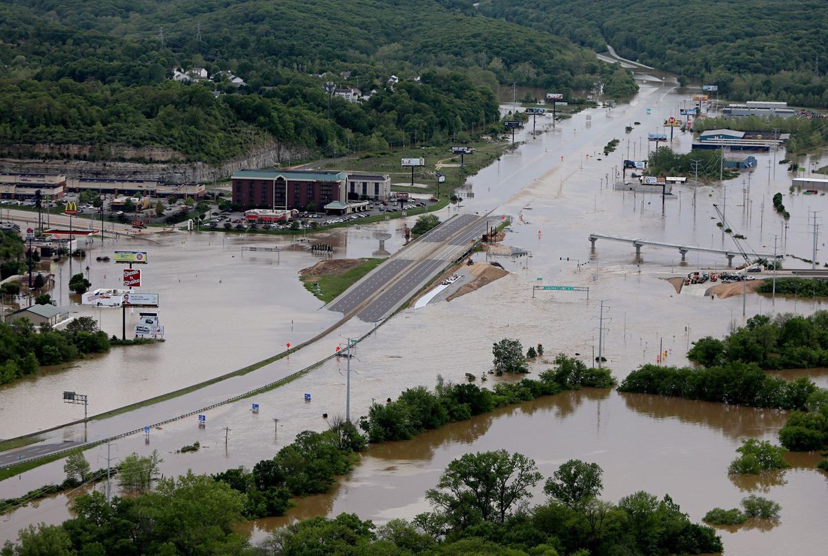 Areal photo of flooding in Valley Park, MO.