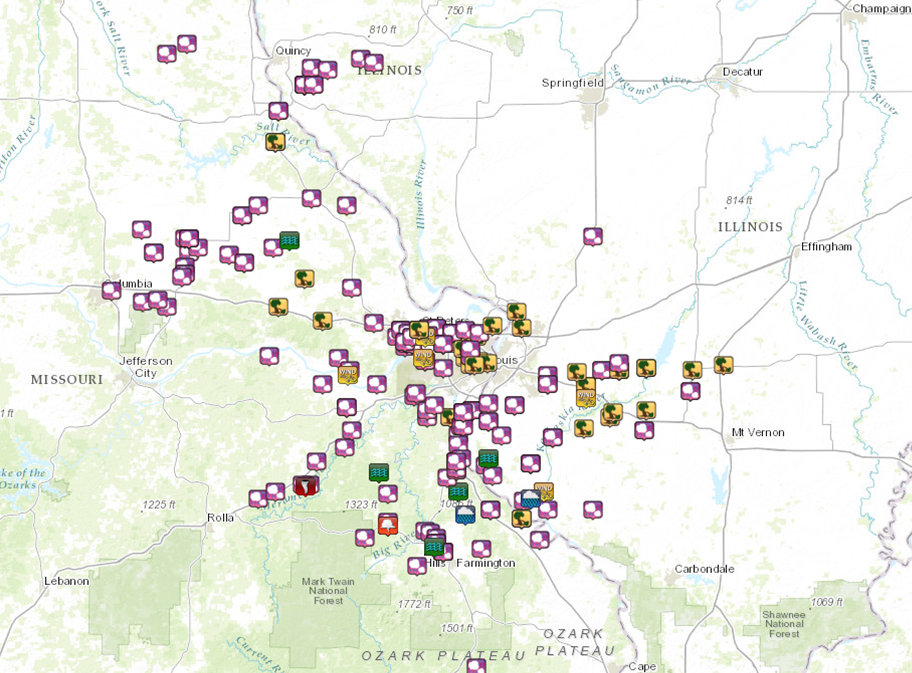Map showing all reports of hail, wind and flash flooding from May 11, 2016 event.