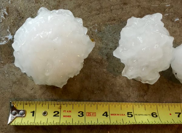 Photo of 3 inch diameter hail.
