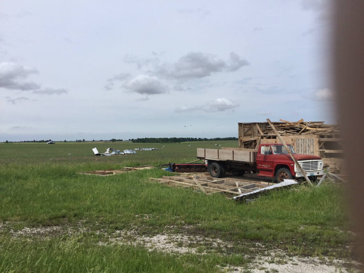 Photo of small farm outbuilding destroyed on Richard Road just south of intersection with Manley Road.