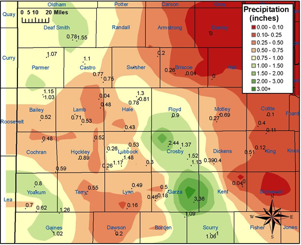 Map of rainfall across the area from June 21-22, 2006