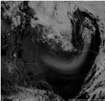 Visible satellite image of clouds and dust across West Texas on 24 February 2007.