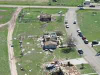 Aerial photo of Tulia storm damage (photo by Darrin Davis and Zane Price).