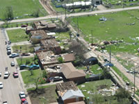 Aerial photo of Tulia storm damage (photo by Darrin Davis and Zane Price).