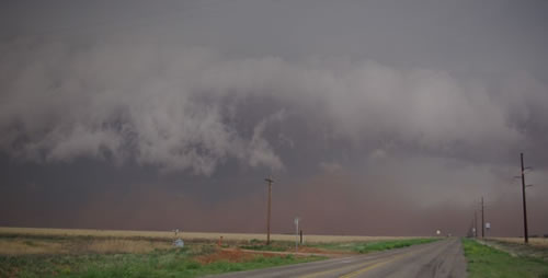 Image of Dust associated with thunderstorms over the northwest South Plains the evening of 25 May 2008.