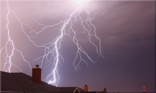 Picture of cloud-to-ground Lightning in South Lubbock on the night of Thursday, June 19th. Photo by Todd Lindley