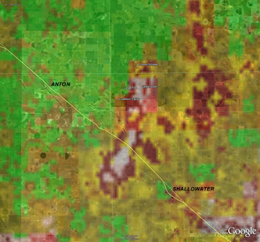 Image of the track of the tornado cyclone and the damage survey