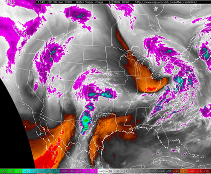 water vapor satellite image from 845 am on Saturday the 20th