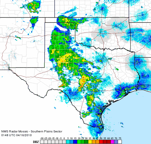 radar reflectivity from around 8 to 9 pm on the 15th