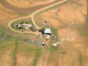 Damage incurred in Cottle County, TX,  from severe storms on the evening of April 22, 2010. Click on the image for a larger view.
