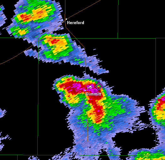 Radar imagery from the Lubbock WSR-88D of the Dimmitt Storm