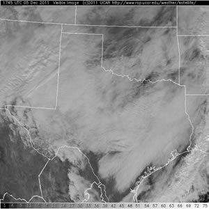 Visible satellite picture taken at 11:45 am CST 5 December 2011. Click on the image for a larger view.