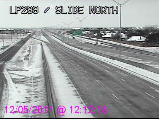 View of road conditions in and around Lubbock near noon on 5 December 2011. Image courtesy of TXDOT.
