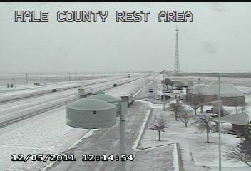 View of road conditions in and around Lubbock near noon on 5 December 2011. Image courtesy of TXDOT.
