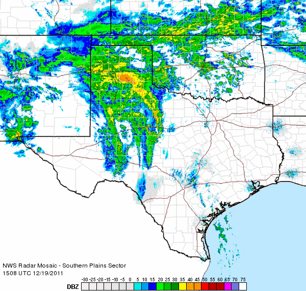 Regional radar animation from 9:08 am to 10:18 am on 19 December 2011 (Monday). 