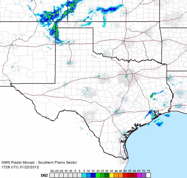 Radar animation from 11:28 am to 12:38 pm on 22 January 2012. 