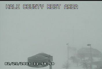Image captured from the Hale County Rest Area site near the height of the blizzard around midday on February 25th. The picture is courtesy of TXDOT.