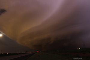 Photograph of the supercell thunderstorm over southern Hale County. Click on the image for a larger view.