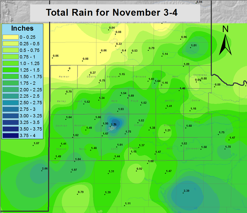 Total rainfall map for the area