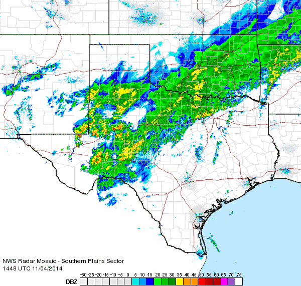 Radar animation valid from 8:48 am to 9:58 am on Tuesday, November 4th, 2014.