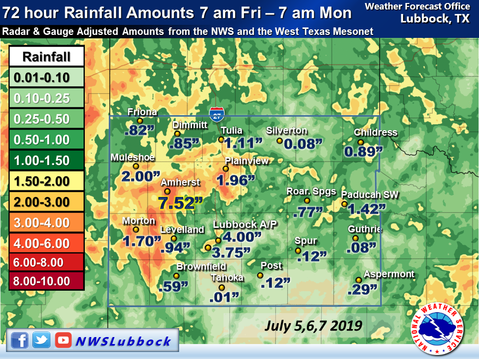 Thunderstorms drop areas of heavy rainfall July 68, 2019