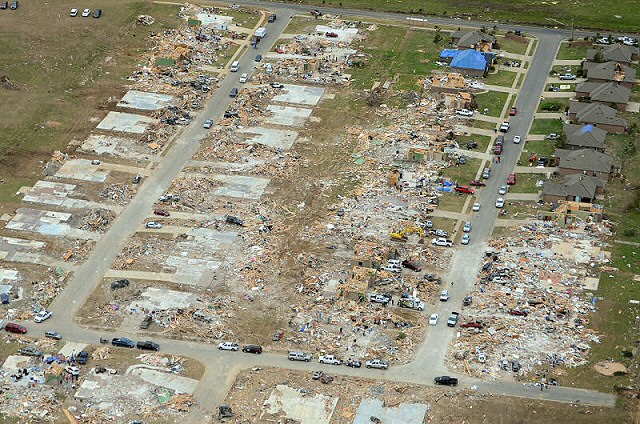Houses were demolished in the Parkwood Meadows subdivision near Vilonia (Faulkner County) by a monster tornado (rated EF4) on 04/27/2014.