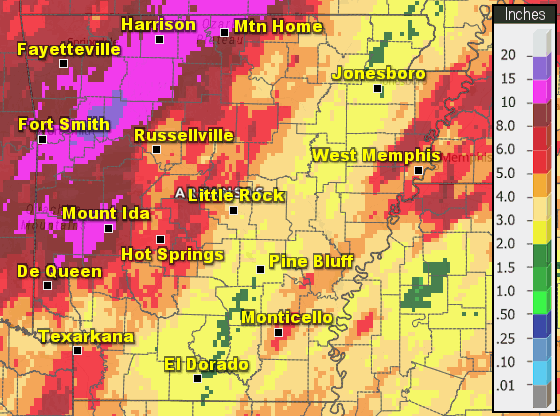 Precipitation across Arkansas in November, 2024.