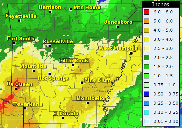 Seventy two hour rainfall as of 600 am CST on 01/01/2021.