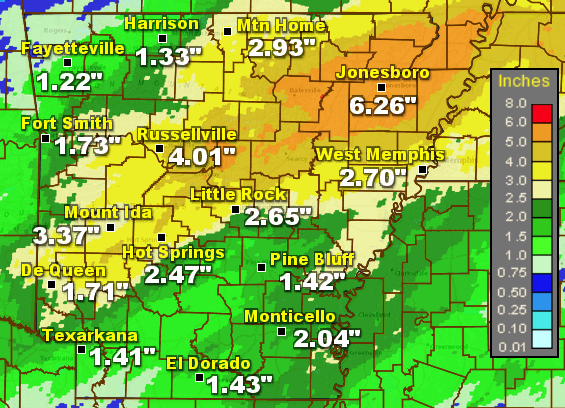 Seventy two hour precipitation through 600 am CST on 02/12/2019.