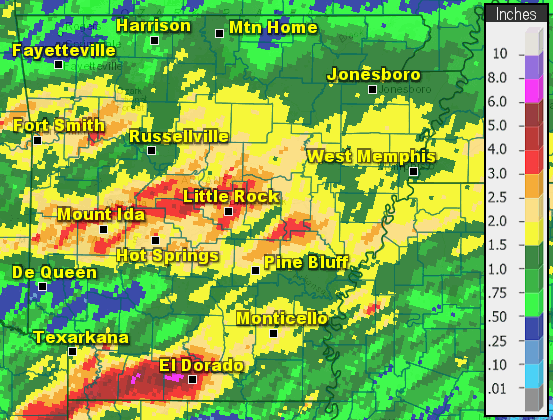 Twenty four hour rainfall through 700 am CDT on 03/15/2024.