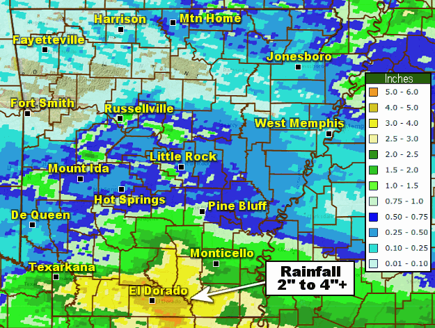 Forty eight hour rainfall at 700 am CDT on 10/16/2019.