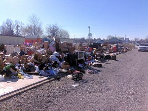 A storage building was thrown revealing its contents at Diaz (Jackson County).