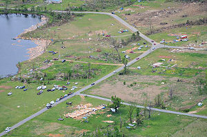 As the tornado closed in on Vilonia (Faulkner County), it wiped out this mobile home park.