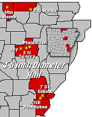 There were several reports of softball size (four inch diameter) hail or larger on 04/02/2006.
