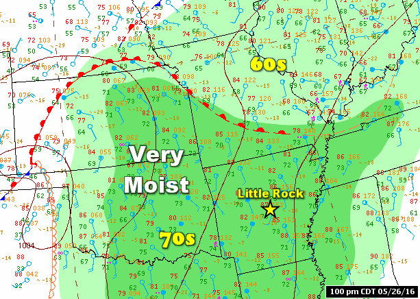 It felt like the tropics on 05/26/2016, with dewpoints in the 70s.