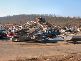 A boat factory was destroyed at Clinton (Van Buren County).