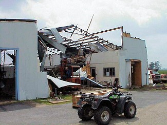 A large farm shop was destroyed just northeast of McCrory (Woodruff County) on Highway 64.
