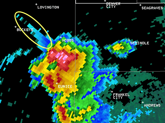 Radar image of a severe thunderstorm