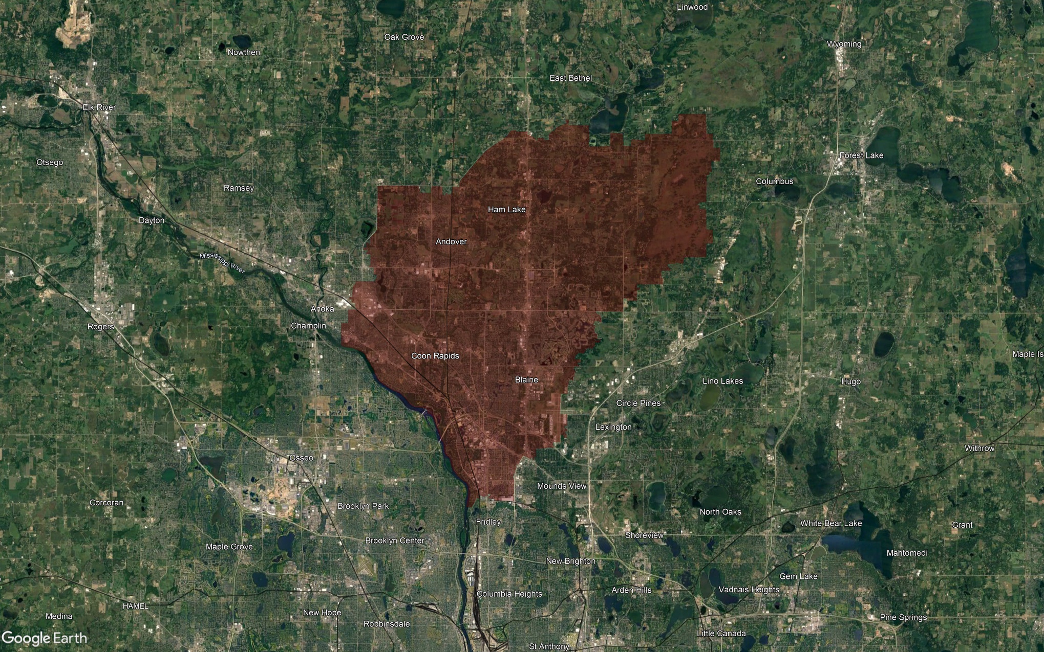 Coon Creek Watershed areal map