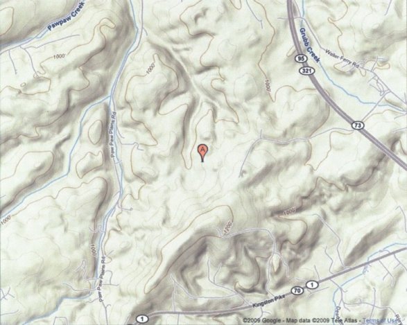 Topographical map of the Lenoir City RAWS site