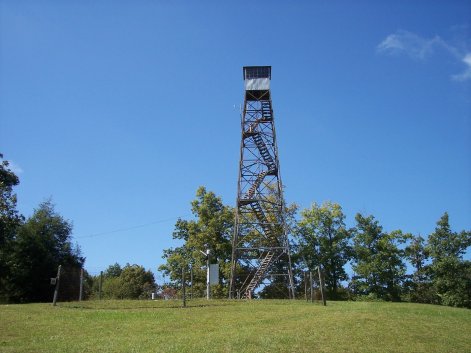 View of the Prentice Cooper RAWS site looking west (anemometer is located just underneath the observation deck and pointed south)