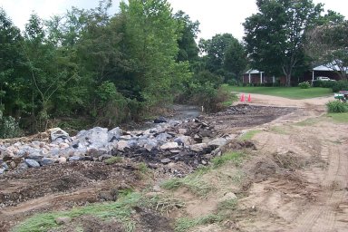 View of washed out road near Horse Creek