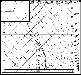 RUC40 model sounding along the eastern foothills of the southern Appalachian Mountains at 06 UTC 23 December 2004