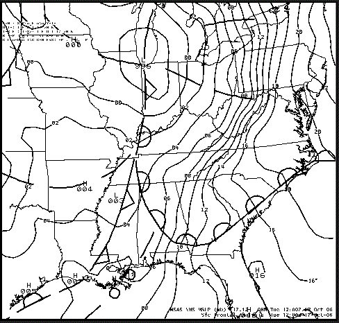 Surface frontal analyses of the eastern United States at 12 UTC 17 October 2006