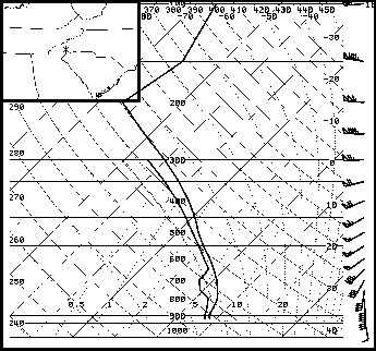 RUC40 model sounding along the eastern foothills of the southern Appalachian Mountains at 15 UTC 1 March 2007