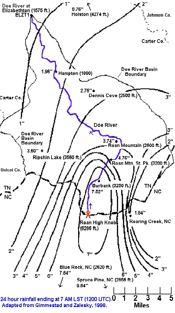 Twenty-four hour rainfall ending at 7 AM LST (1200 UTC) on 9 January 1998.