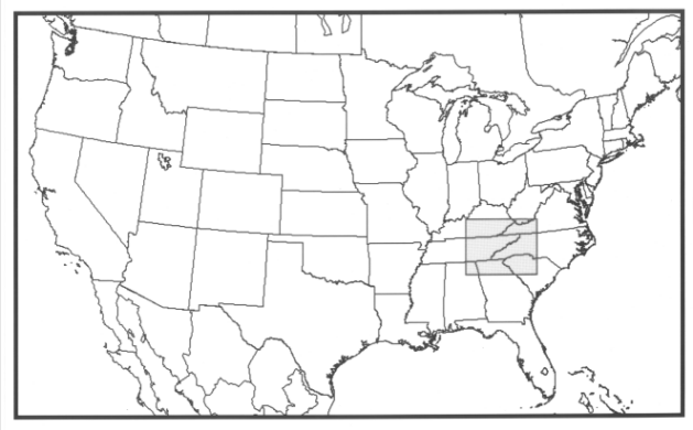 Location of southern Appalachian region in relation to the United States