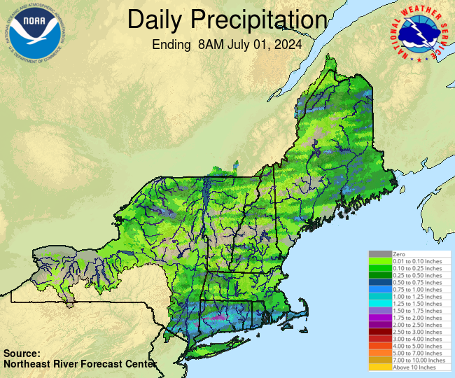 Daily Precipitation Graphic for the most recently past Monday