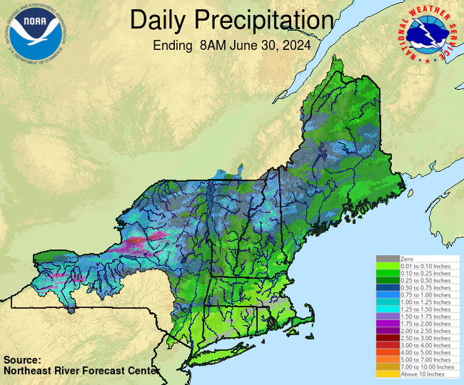Daily Precipitation Graphic for the most recently past Sunday