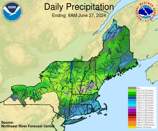 Daily Precipitation Graphic for the most recently past Thursday